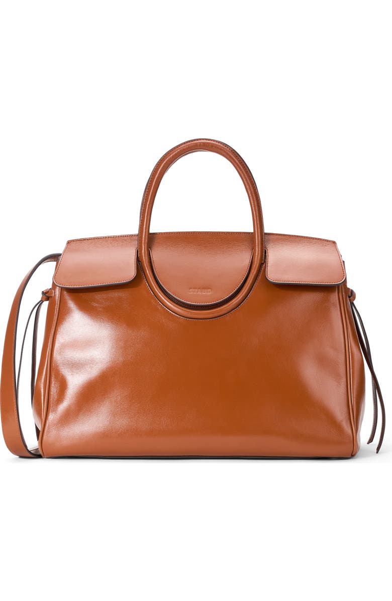 STAUD Maude Leather Carryall Bag, Main, color, Tabacco