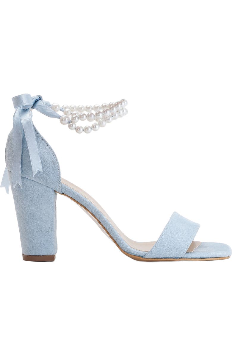 Forever & Always Shoes Melissa Block Heels Sandals with Pearls, Main, color, Baby Blue Suede