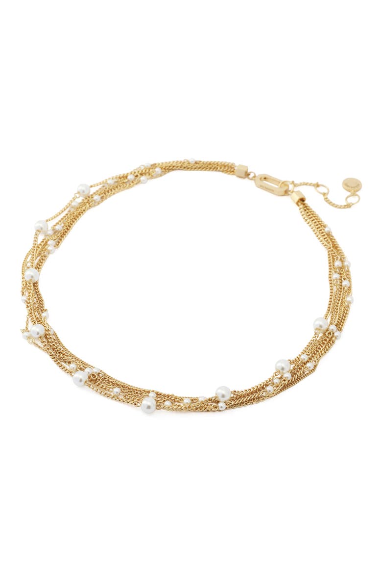 Faux Pearl Layered Necklace, Alternate, color, PEARL/ VINTAGE GOLD