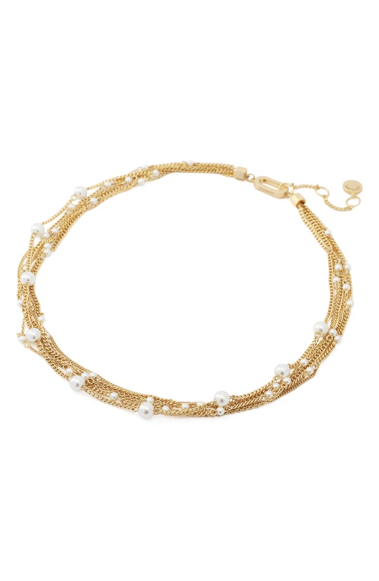 AllSaints Faux Pearl Layered Necklace, Alternate, color, Pearl/ Vintage Gold