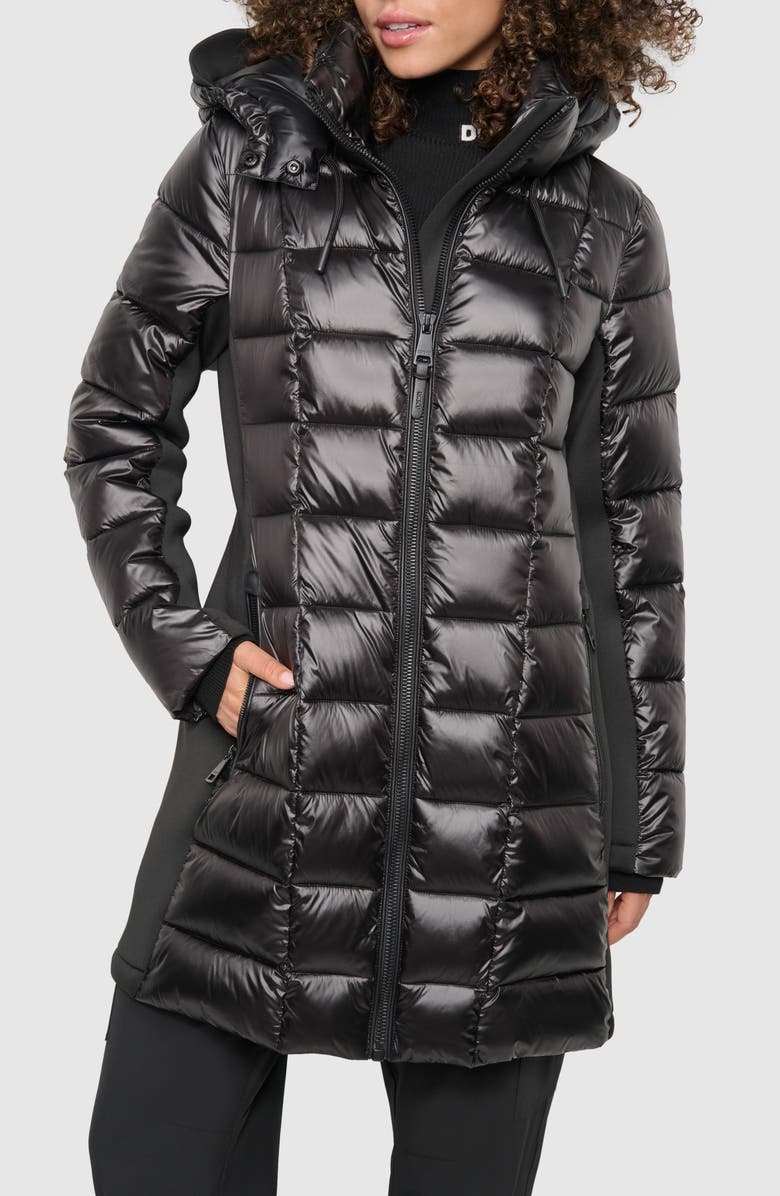 DKNY Mixed Media Packable Coat, Alternate, color, 