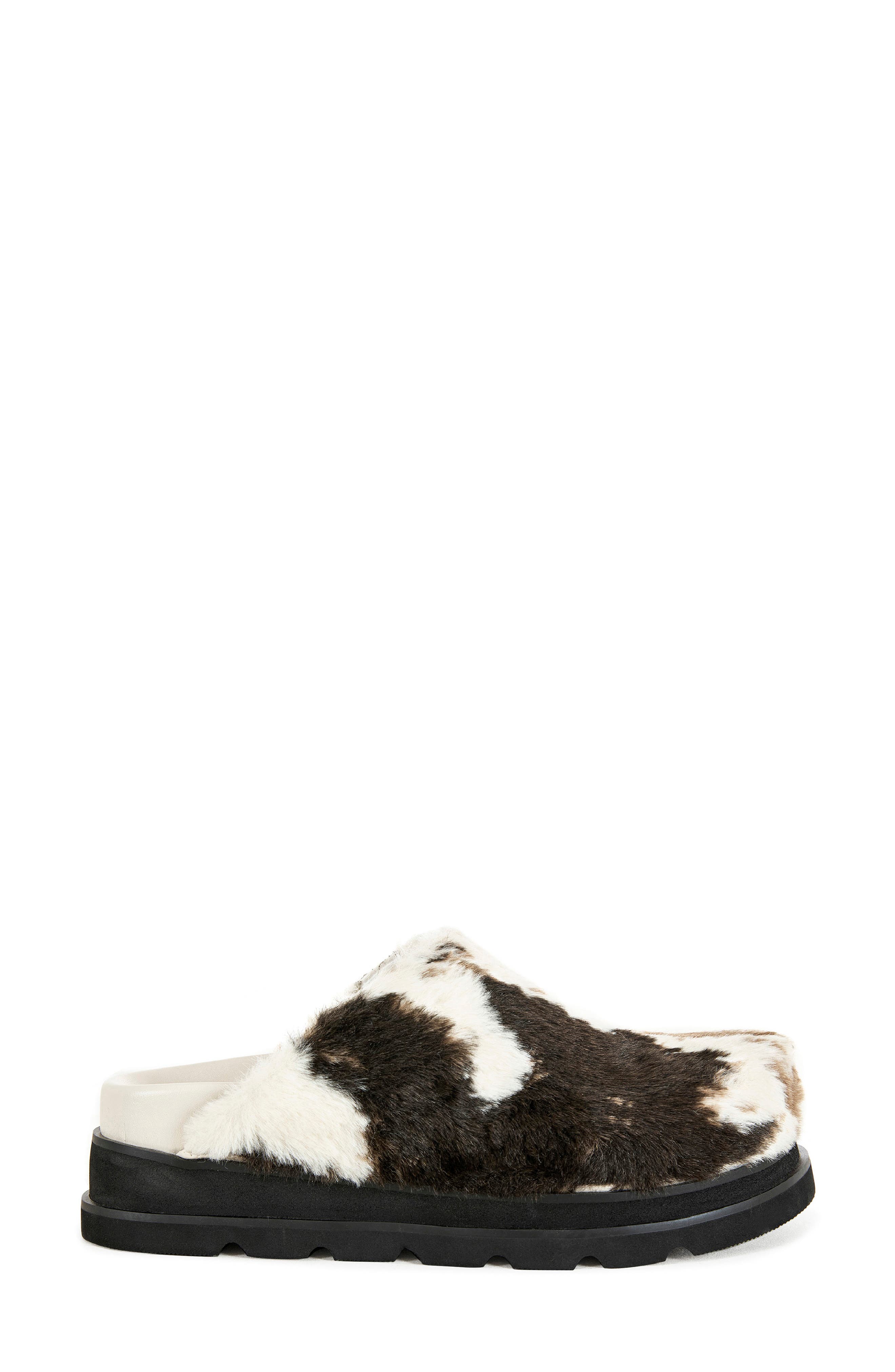 AZALEA WANG Govinda Faux Fur Clog, Alternate, color, Brown Multi