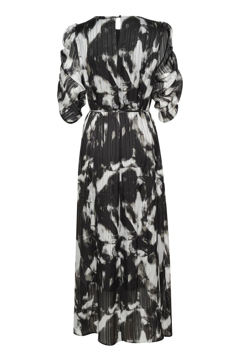 Kalifa Chiffon Half Sleeves Maxi Dress, Alternate, color, Black/Grey Blurry