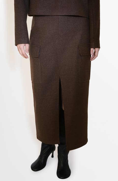 スカート [MARRON EDITION] Nylon Midi Skirt Women's Brown Midi Skirts | Nordstrom