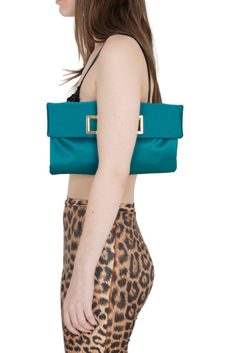 Jeffrey Campbell To-Go Satin Clutch, Alternate, color, Turquoise Satin