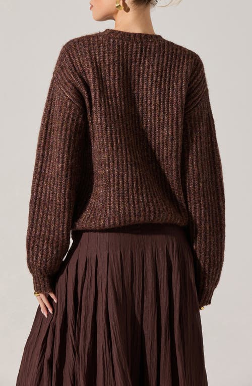 Astr The Label Archer Crewneck Sweater In Brown