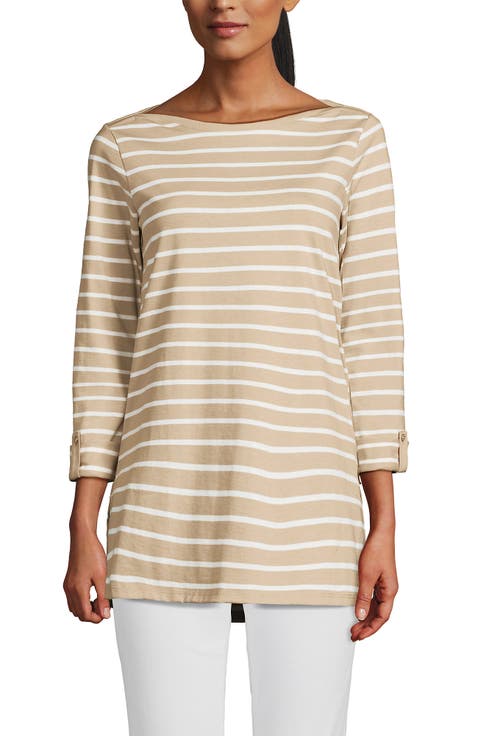 Supima Cotton Adjustable 3/4 Sleeve Boatneck Tunic