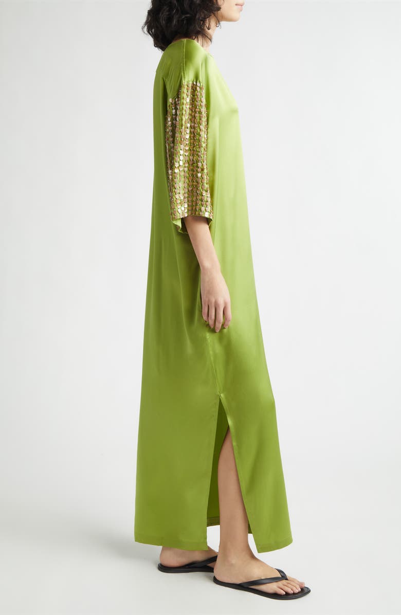 ZANKOV Jewels Paillette Embellished Silk Satin Dress, Alternate, color, Aloe
