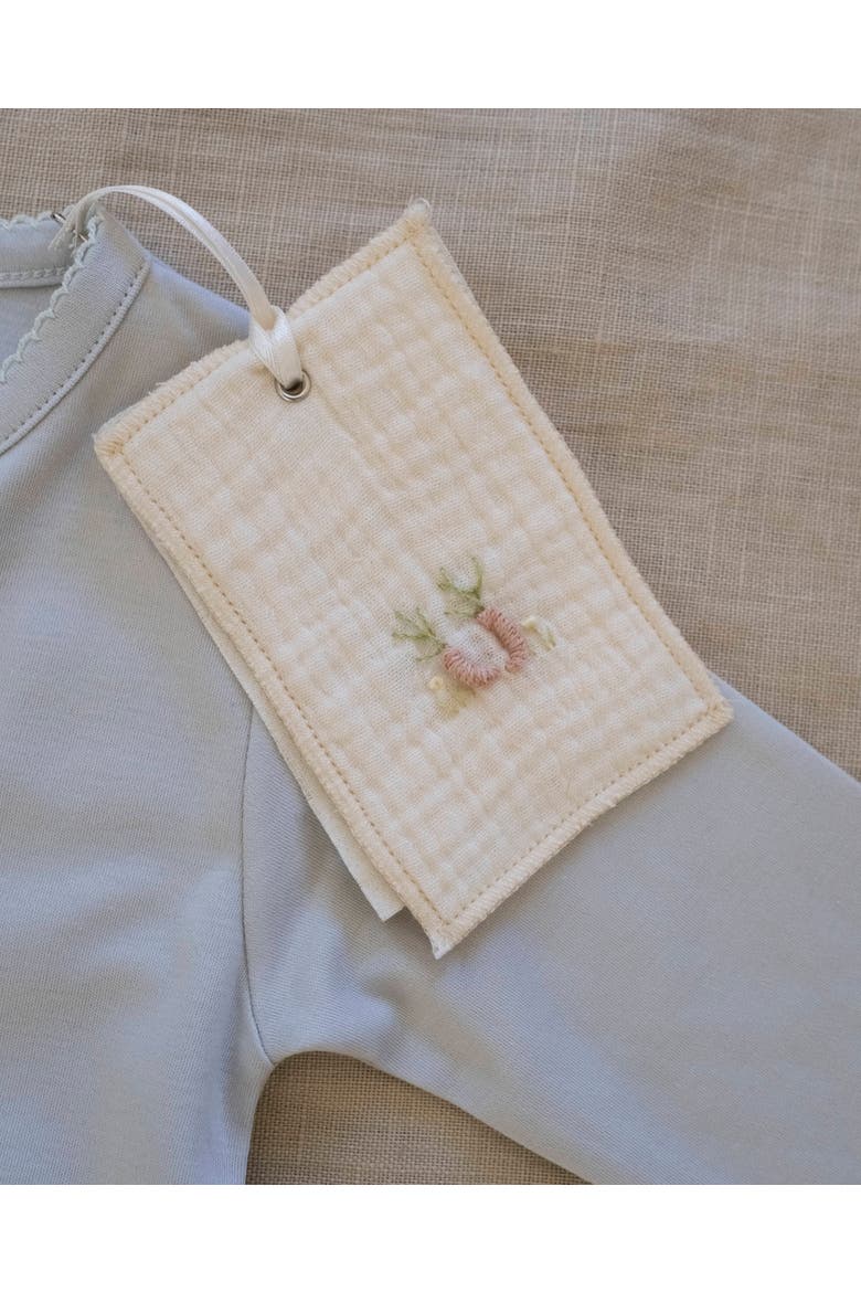 Pima Embroidered Footie, Alternate, color, Blue Bunny