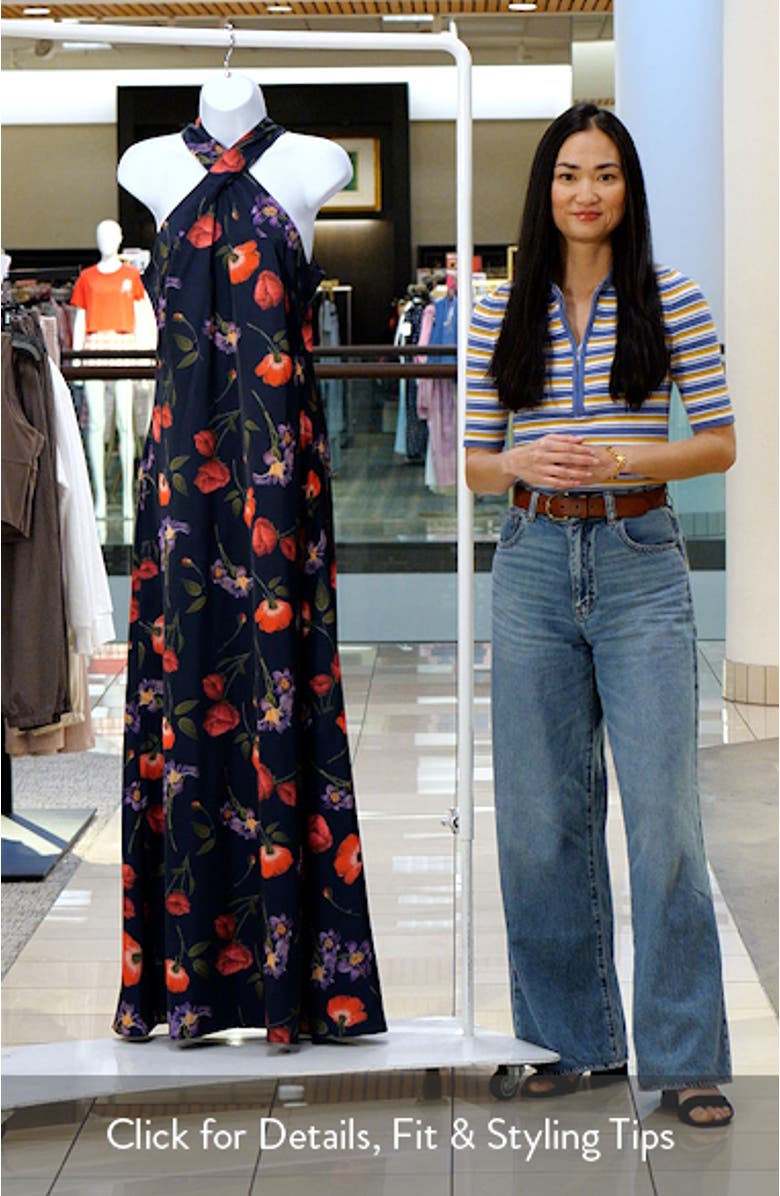 Laurant Floral Sleeveless Satin Crepe Gown, sales video thumbnail