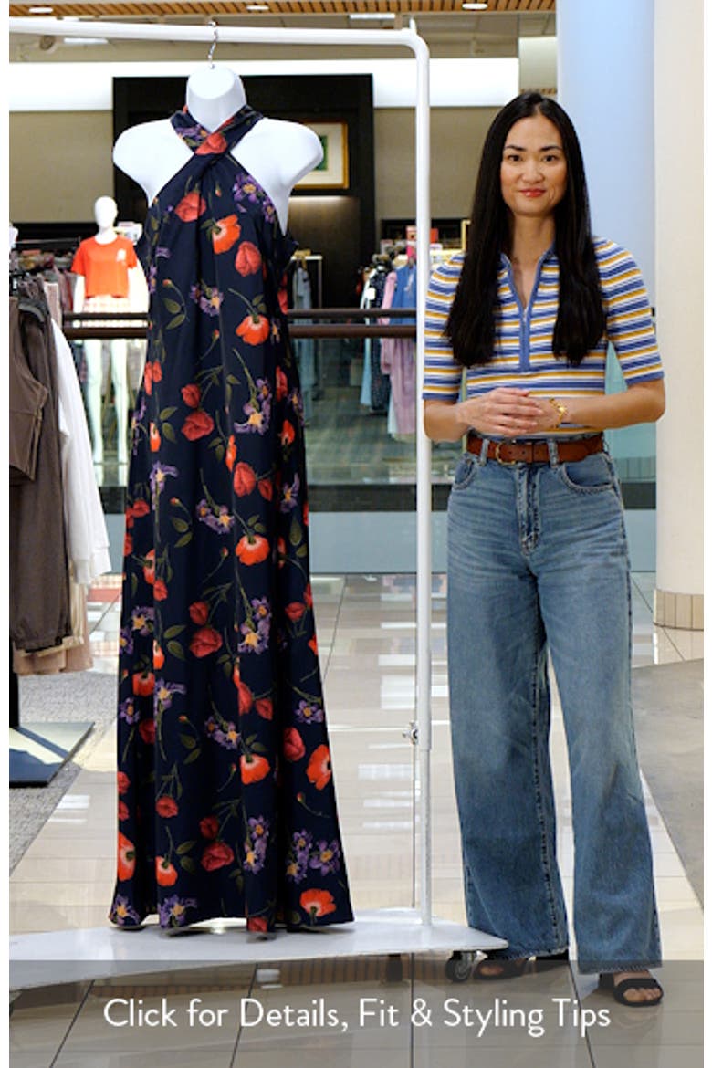 Laurant Floral Sleeveless Satin Crepe Gown video