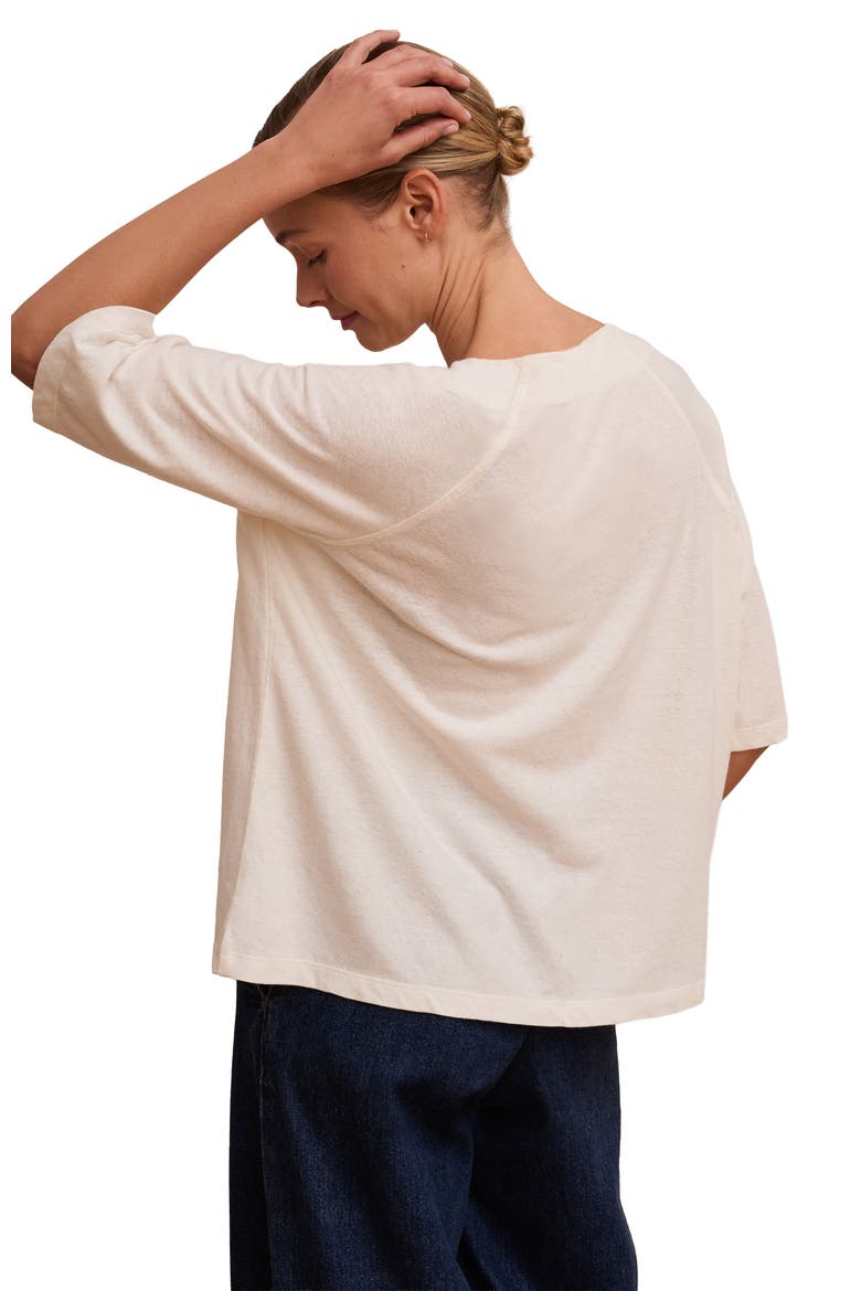 Linen Blend Short Sleeve Swing Top, Alternate, color, Chalk