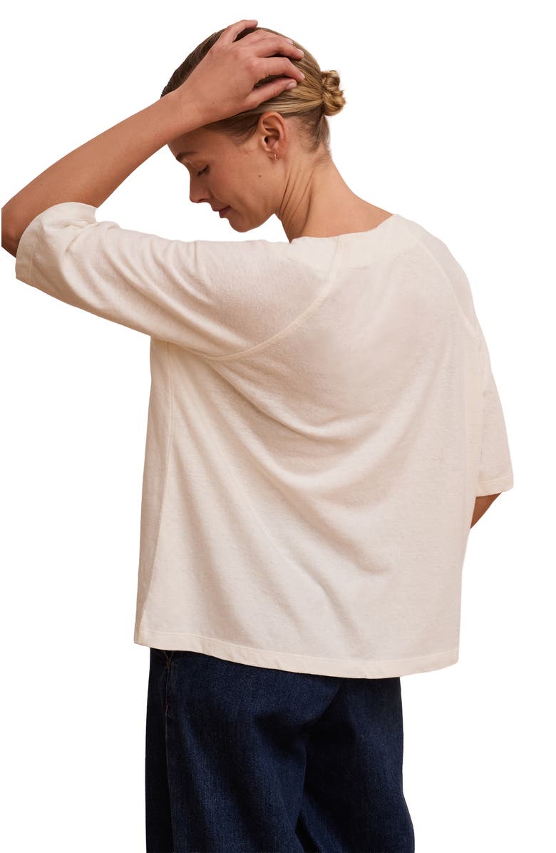 Celtic & Co. Linen Blend Short Sleeve Swing Top, Alternate, color, Chalk