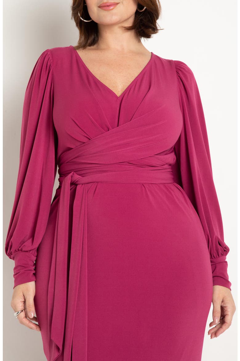 Cross Front Long Sleeve Dress, Alternate, color, BOYSENBERRY
