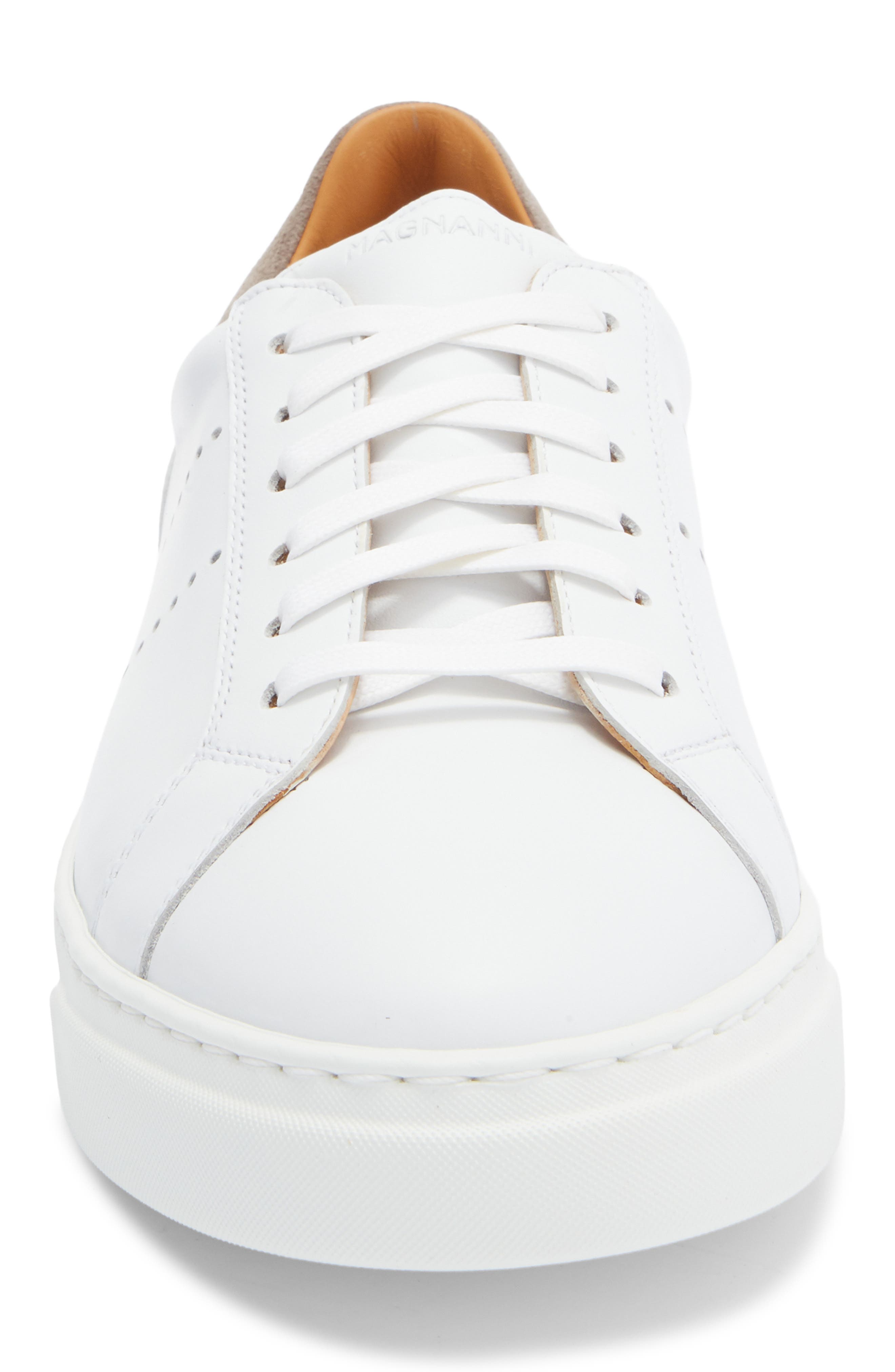 Magnanni Muro Leather Sneaker, Alternate, color, White / Tierra Suede