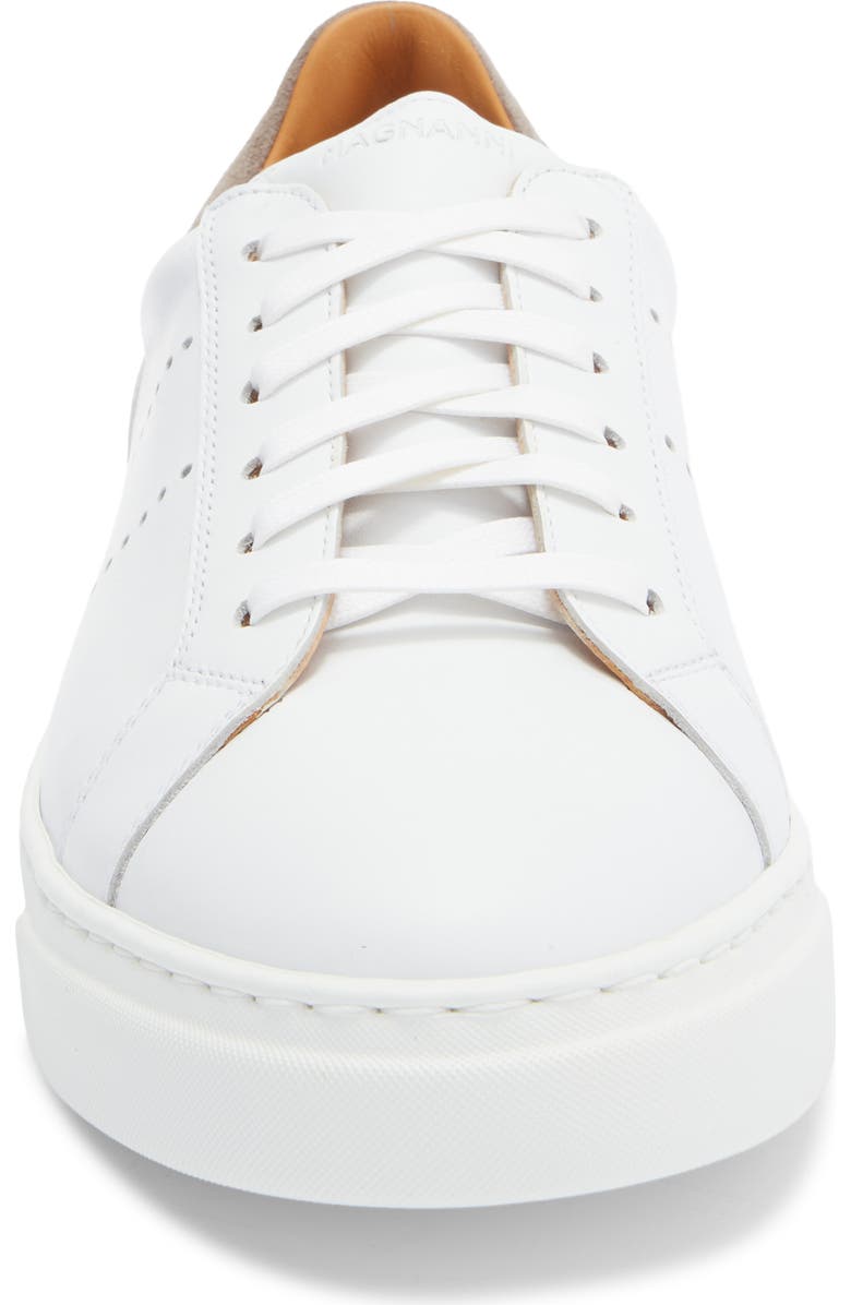 Magnanni Muro Leather Sneaker, Alternate, color, White / Tierra Suede