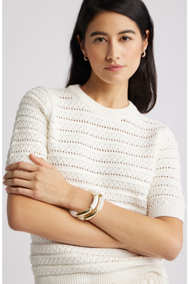 Open Stitch Crewneck Sweater, Alternate, color, IVORY TOFU