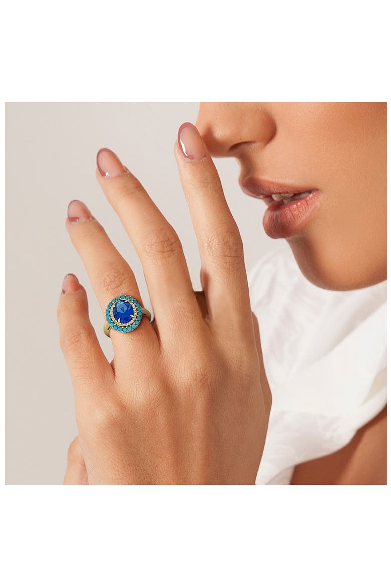 Lab Created Blue Spinel Turquoise Ring, Alternate, color, BLUE