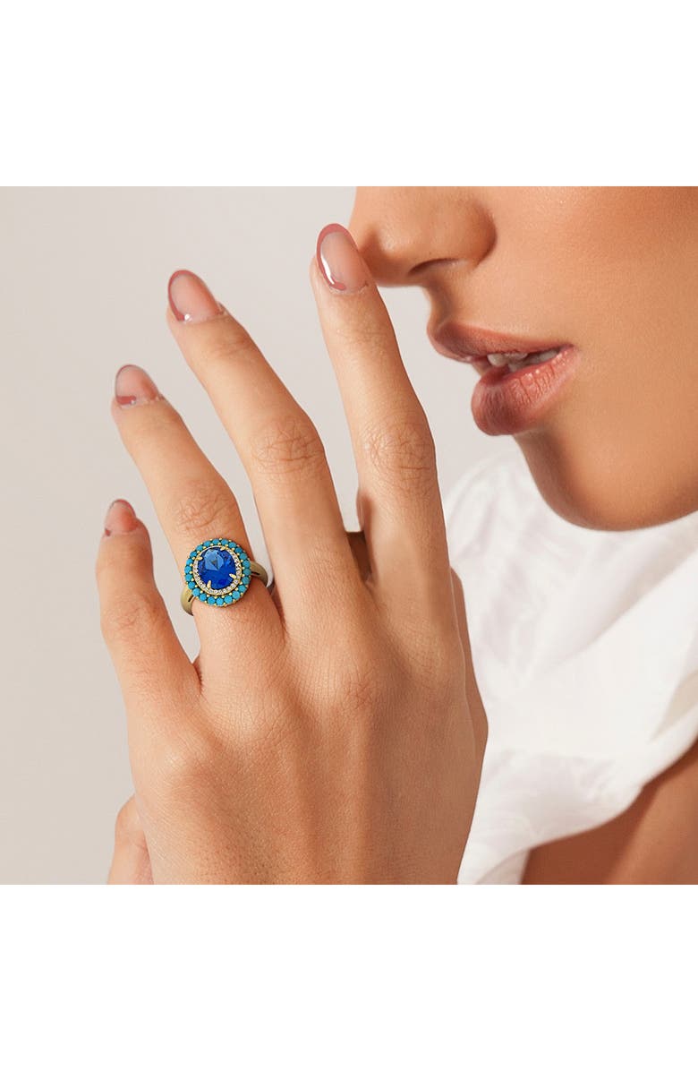 DELMAR Lab Created Blue Spinel Turquoise Ring, Alternate, color, Blue