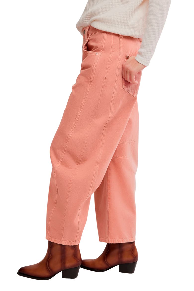 We The Free Good Luck Mid Rise Barrel Leg Jeans, Alternate, color, DESERT PETAL