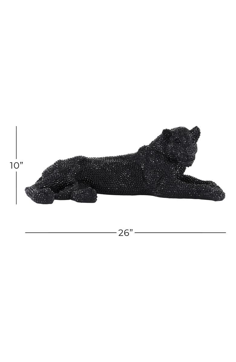VIVIAN LUNE HOME Black Polystone Glam Leopard Sculpture with Carved Faceted Crystal Exterior, Alternate, color, 