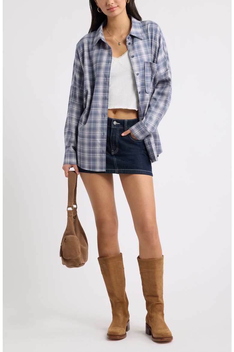 Plaid Long Sleeve Flannel Shirt, Alternate, color, BLUE PLAID