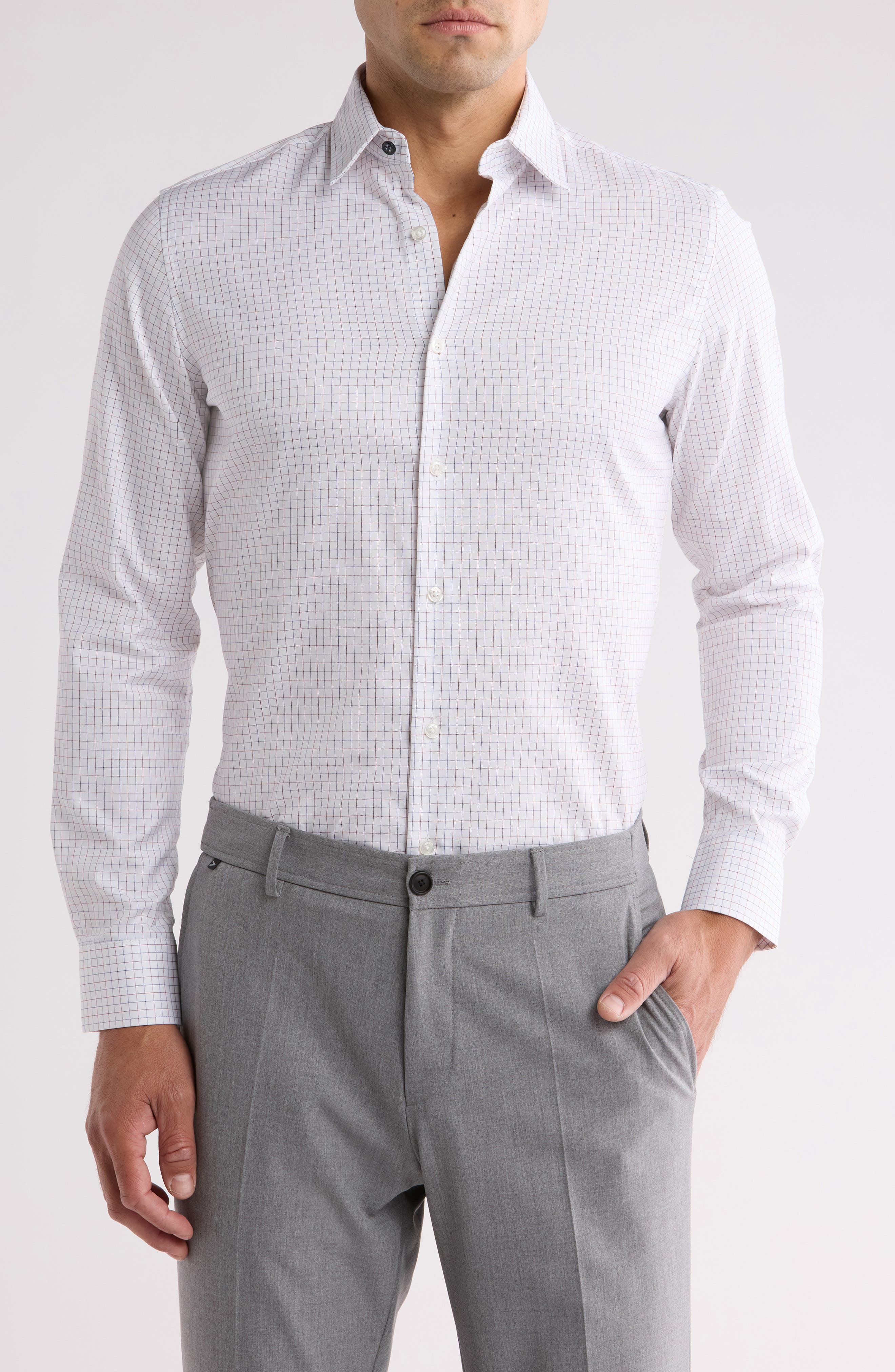 Duchamp Tailored Fit Cotton Box Check Dress Shirt (Men) | Nordstromrack