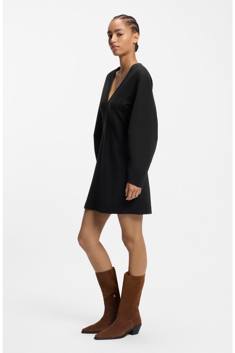 Dalerina Shaped Long Sleeve Minidress, Alternate, color, BLACK