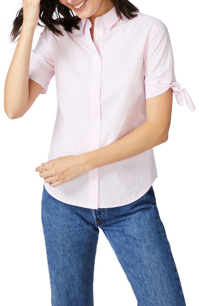 Court & Rowe Wide Stripe Tie Cuff Cotton Shirt, Main, color,