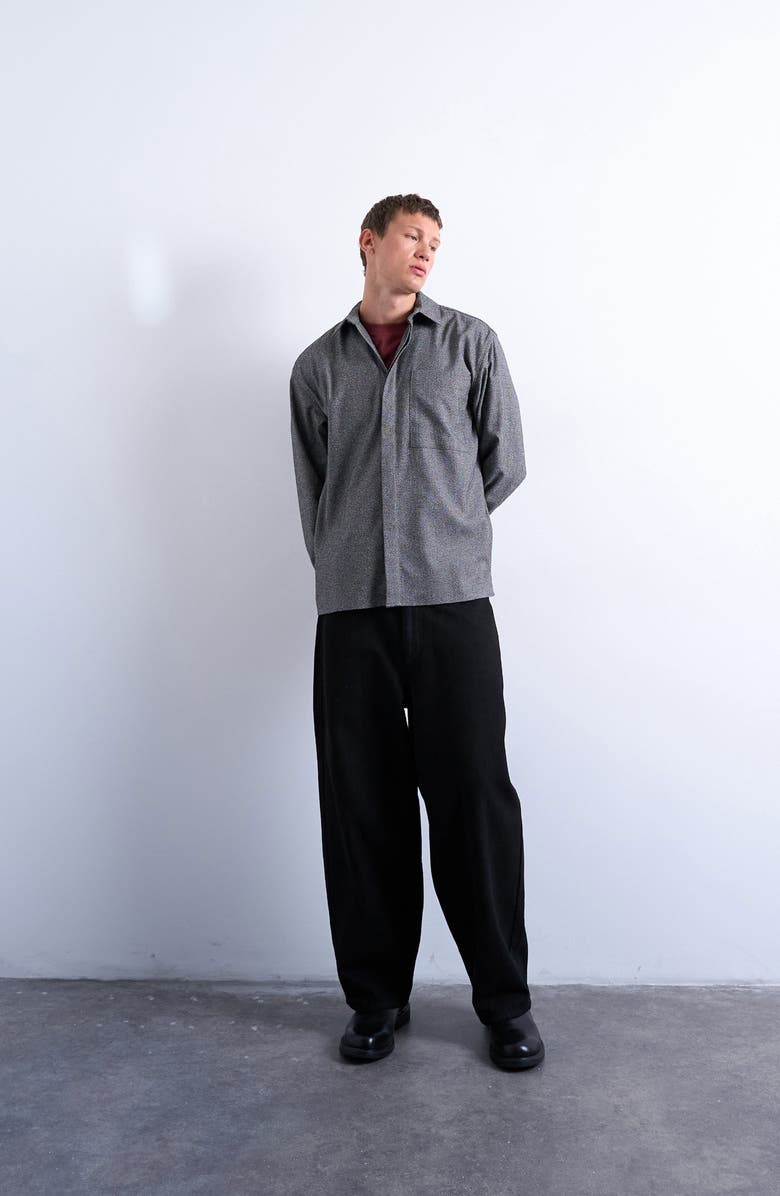 Topman Relaxed Fit Textured Button-Up Shirt, Alternate, color, Grey