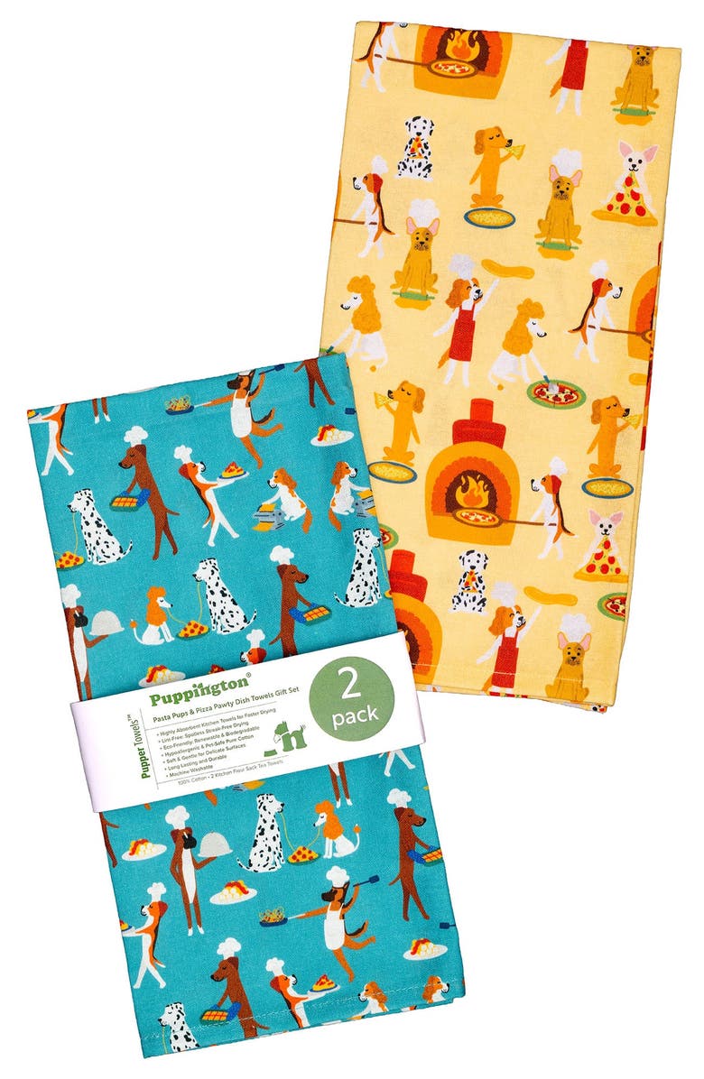 Puppington Dog Kitchen Towels - Pasta Pups & Pizza Pawty, Alternate, color, Pasta Pups And Pizza Pawty