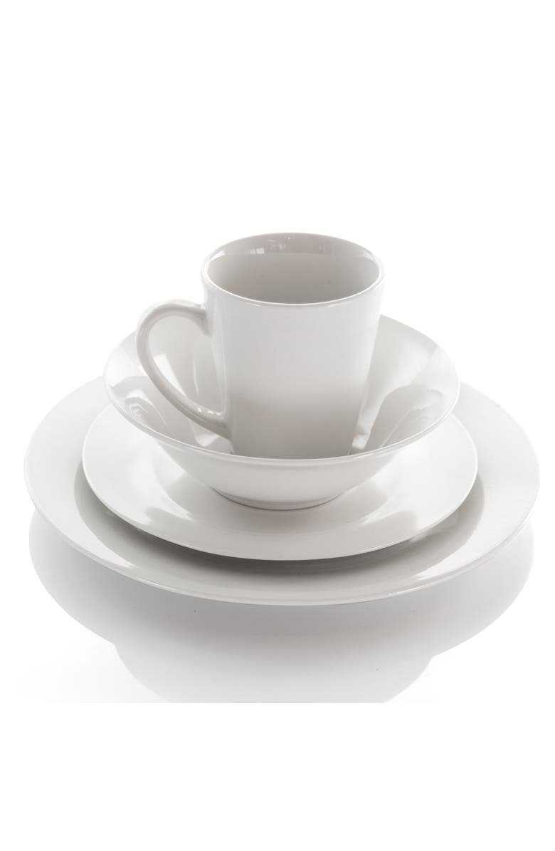 Elama Marshall 16 Piece Porcelain Dinnerware Set, Alternate, color, White