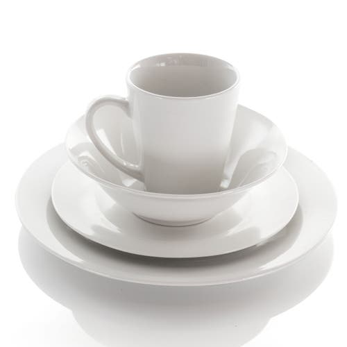 Elama Marshall 16 Piece Porcelain Dinnerware Set In White