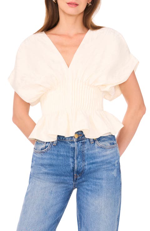 The Halle V-Neck Cinch Waist Peplum Top