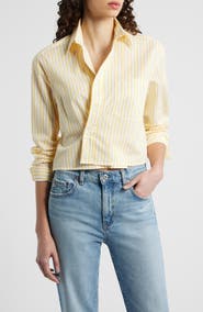 CISSA Stripe Asymmetric Cotton Button-Up Shirt