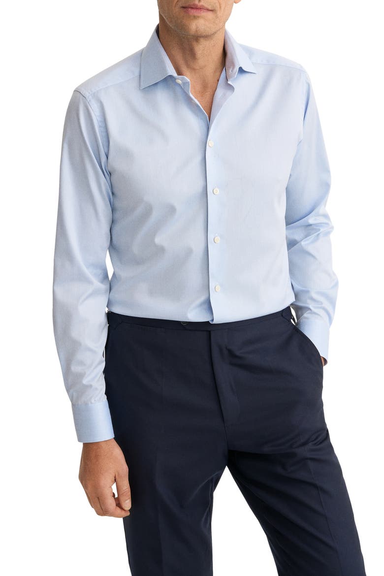 Contemporary Fit Cotton Twill Dress Shirt, Main, color, LIGHT BLUE