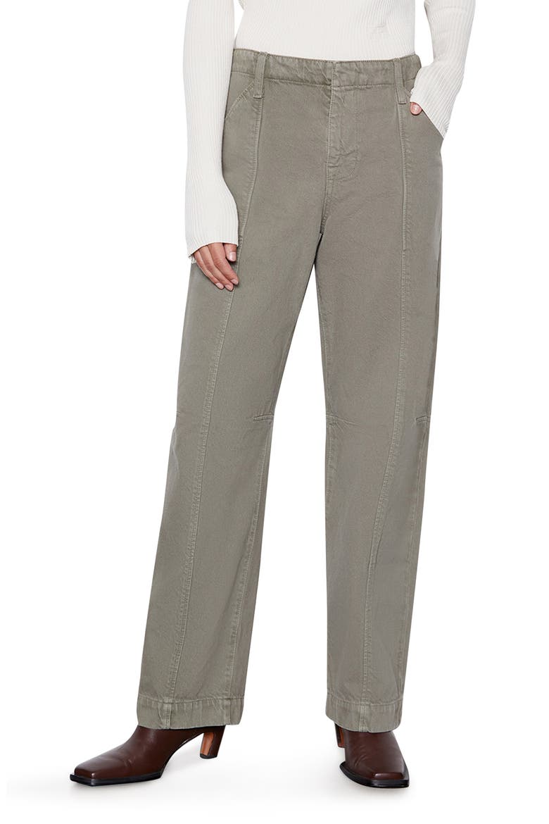 High Waist Relaxed Cotton Pants, Main, color, WASHED MILITARY