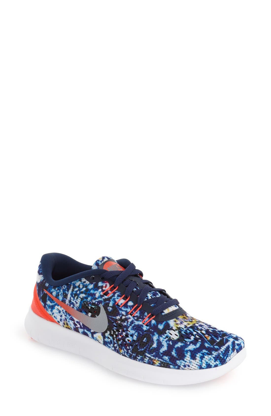 'Free 5.0' Running Shoe, Main, color, NAVY/ SILVER