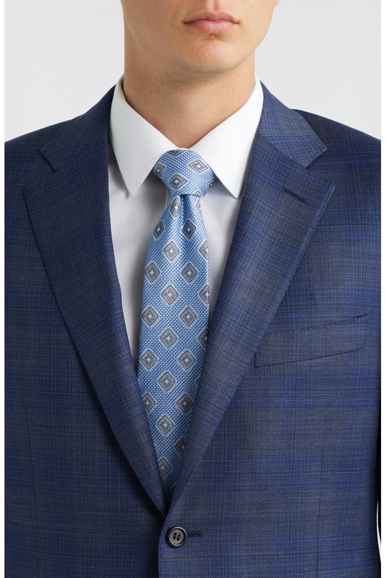 Capri Trim Fit Dark Blue & Grey Plaid Wool Sport Coat, Alternate, color, DARK BLUE/ GREY