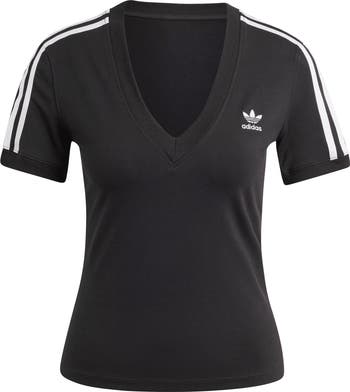 ☆Adidas☆Adicolor 3-Stripes V-Neck Slim Tee Black adidas Adicolor 3-Stripes V-Neck T-Shirt | Nordstrom