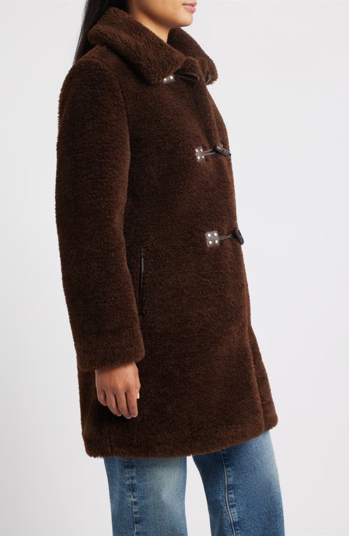 Sam Edelman Faux Fur Toggle Coat In Brown