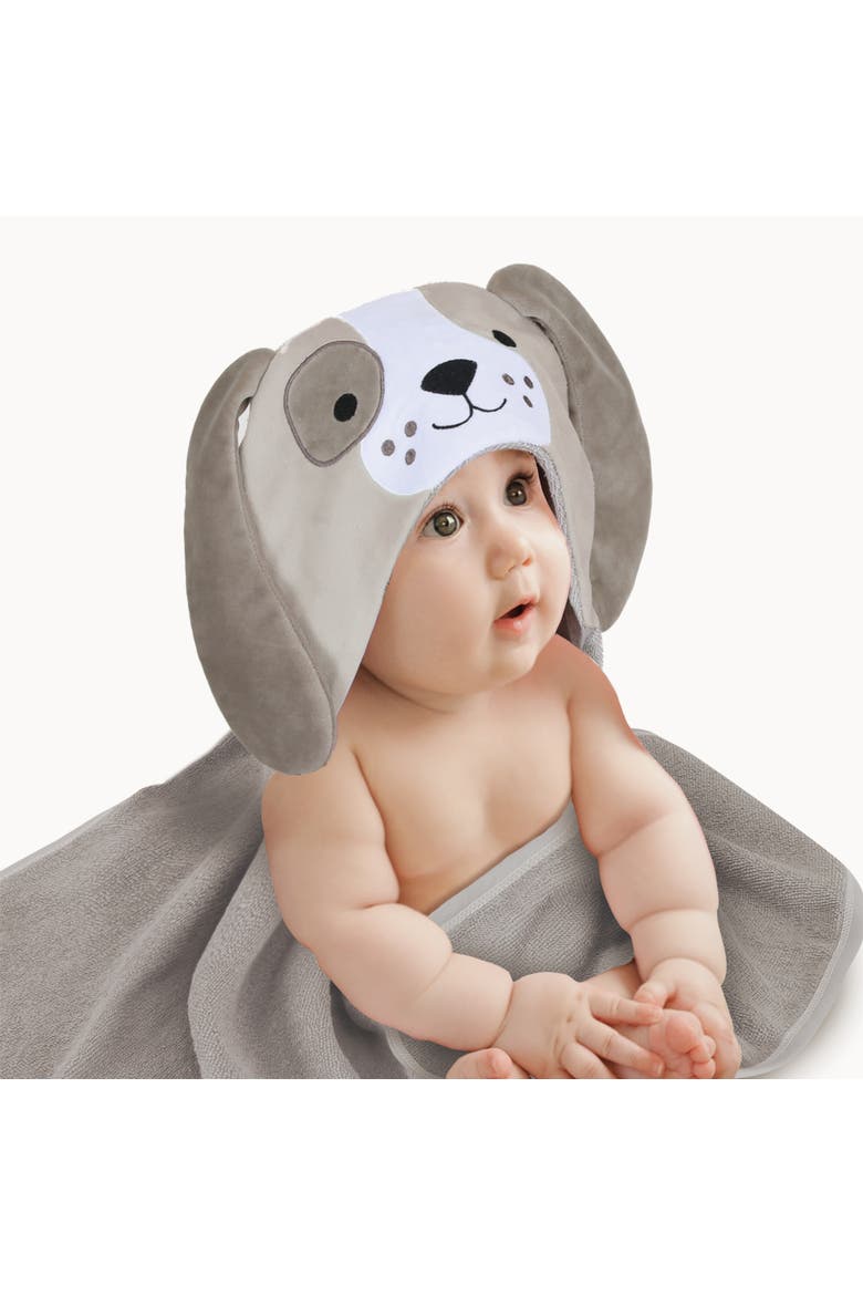 Baby/Infant Luxury Cotton Terry Dog/Puppy Hooded Bath Towel, Main, color, Brown