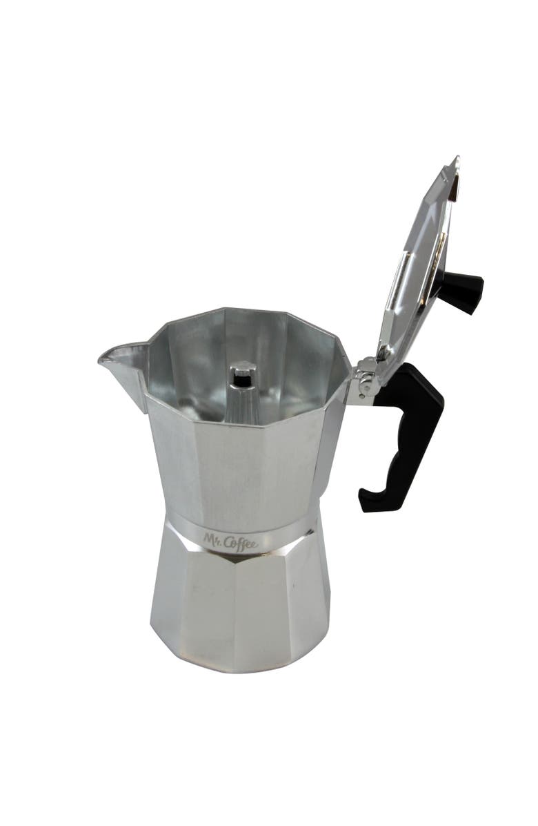MR COFFEE Brixia 6-Cup Aluminum Stovetop Espresso Maker, Alternate, color, Metallic Silver