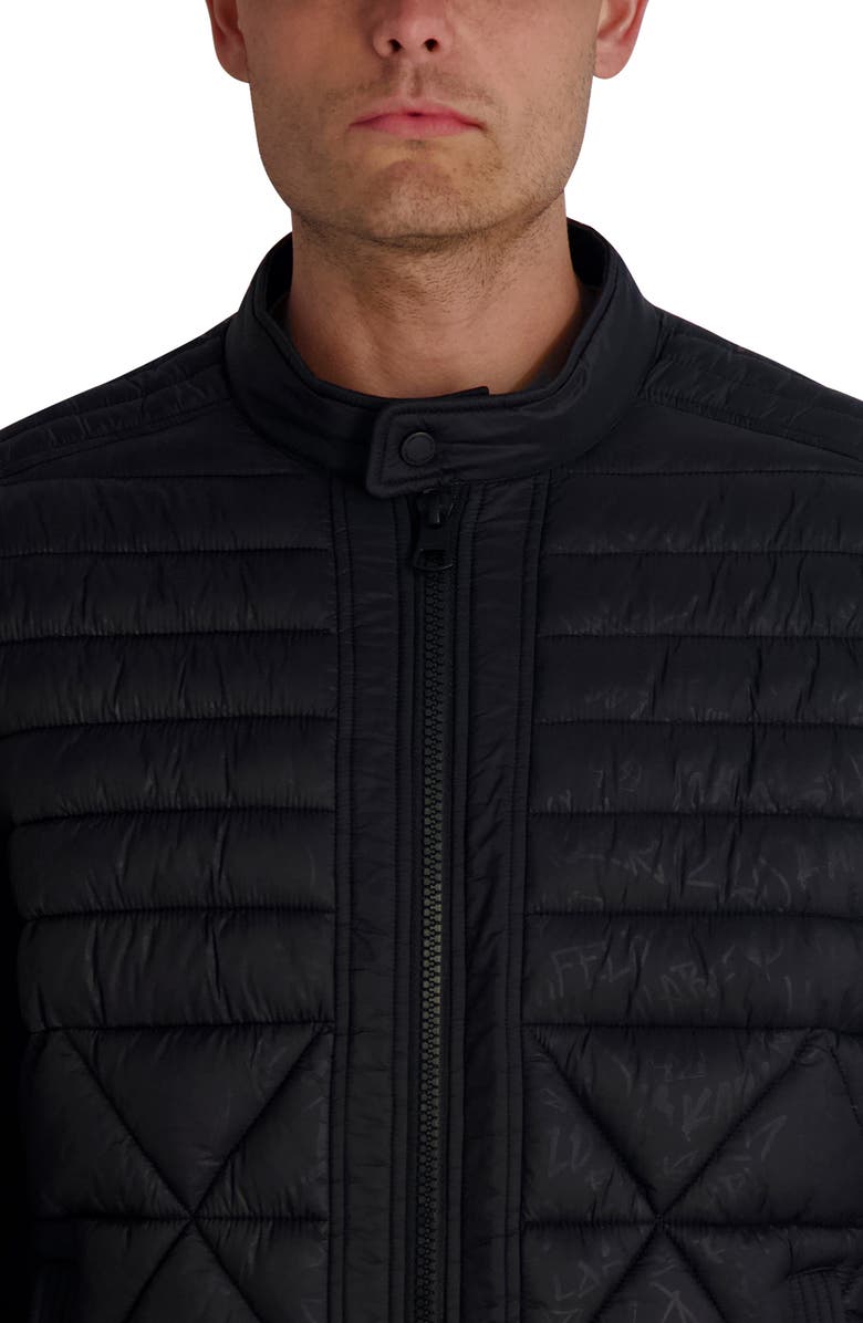 KARL LAGERFELD PARIS Graffiti Puffer Jacket, Alternate, color, Black