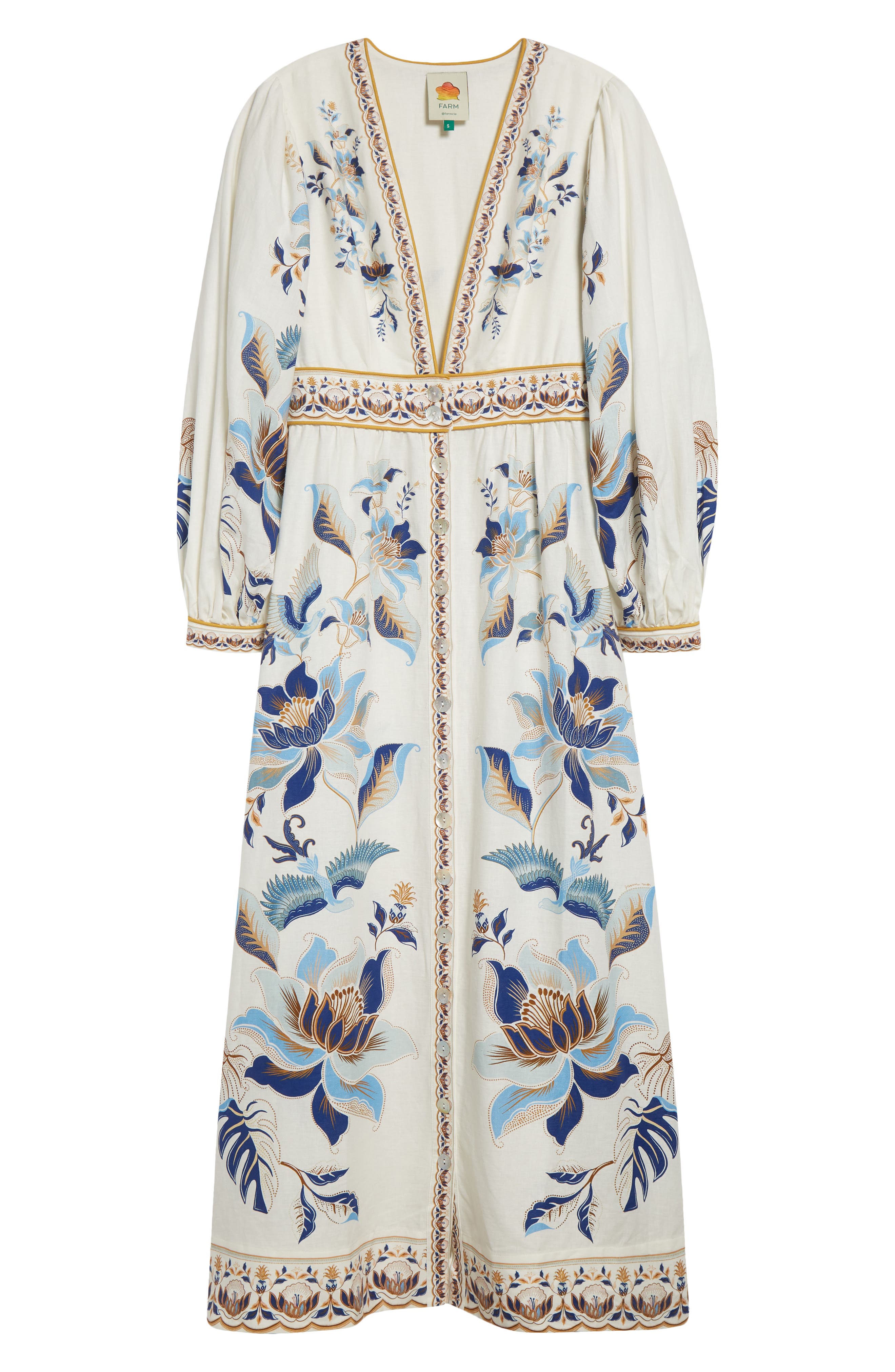 farm rio mystic blue lotus dress Farm Rio Off White Mystic Blue Lotus Dress