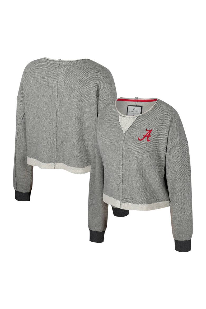 Women's Colosseum Charcoal Alabama Crimson Tide Magnum Scoop Neck Cropped Pullover Sweatshirt, Alternate, color, Charcoal