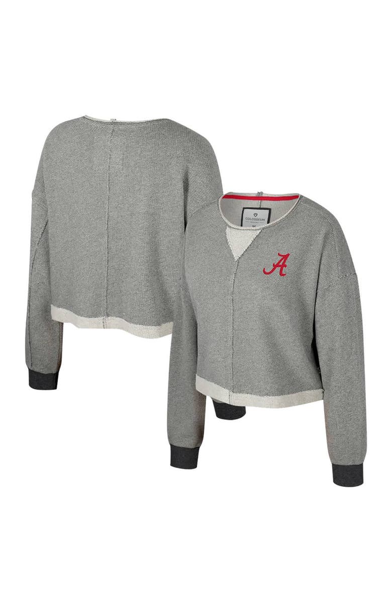 COLOSSEUM Women's Colosseum Charcoal Alabama Crimson Tide Magnum Scoop Neck Cropped Pullover Sweatshirt, Alternate, color, Charcoal