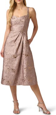 Adrianna Papell Metallic Jacquard Sleeveless Cocktail Dress