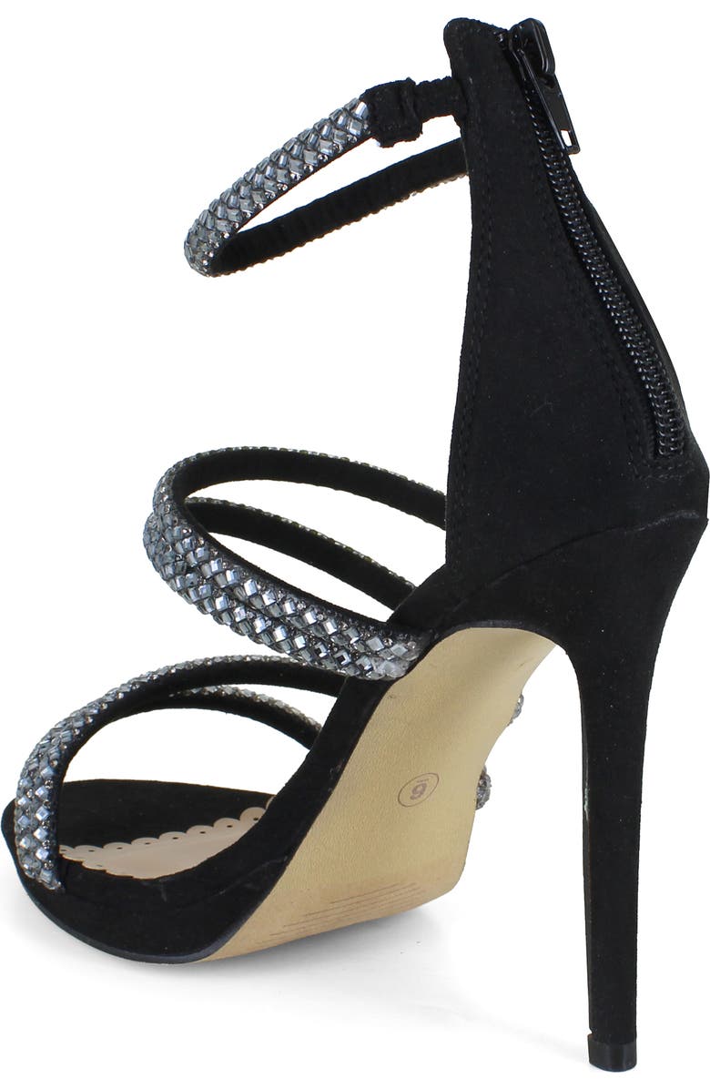 ZIGISOHO Rhinestone Strappy Stiletto Sandal, Alternate, color, Black Suedette