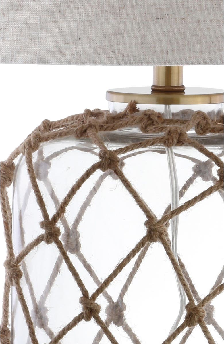 JONATHAN Y Mer 26.5" Glass and Rope LED Table Lamp, Brown/Clear, Alternate, color, 